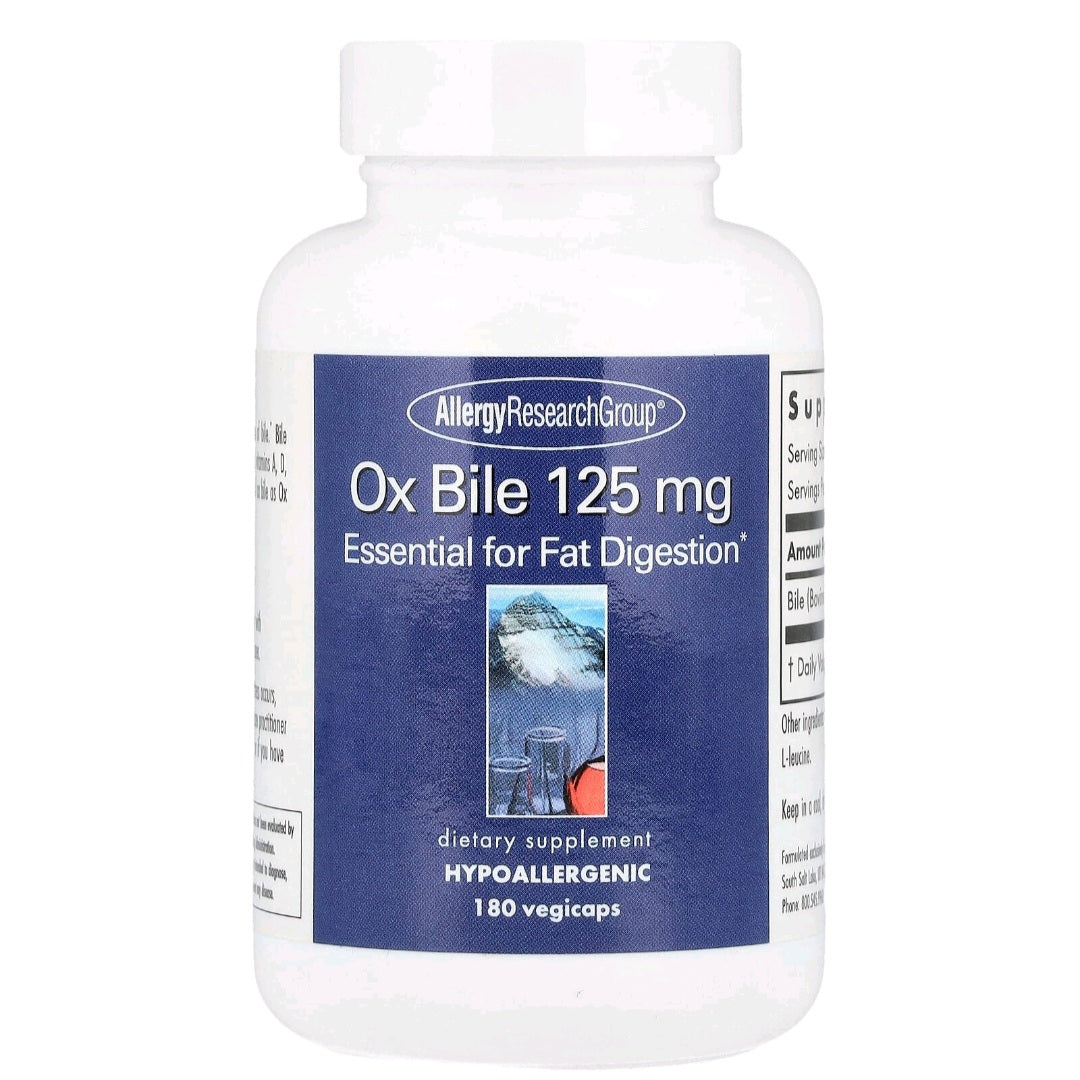 Allergy Research Group, Ox Bile, 125 mg, 180 Capsules
