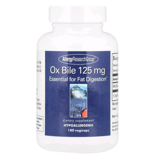 Allergy Research Group, Ox Bile, 125 mg, 180 Capsules