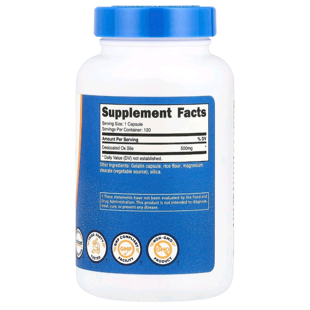 Nutricost, Ox Bile, 500 mg, 120 Capsules