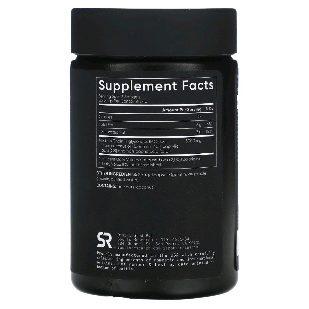 Sports Research, MCT Oil, 3,000 mg, 120 Softgels (1,000 mg per softgel)
