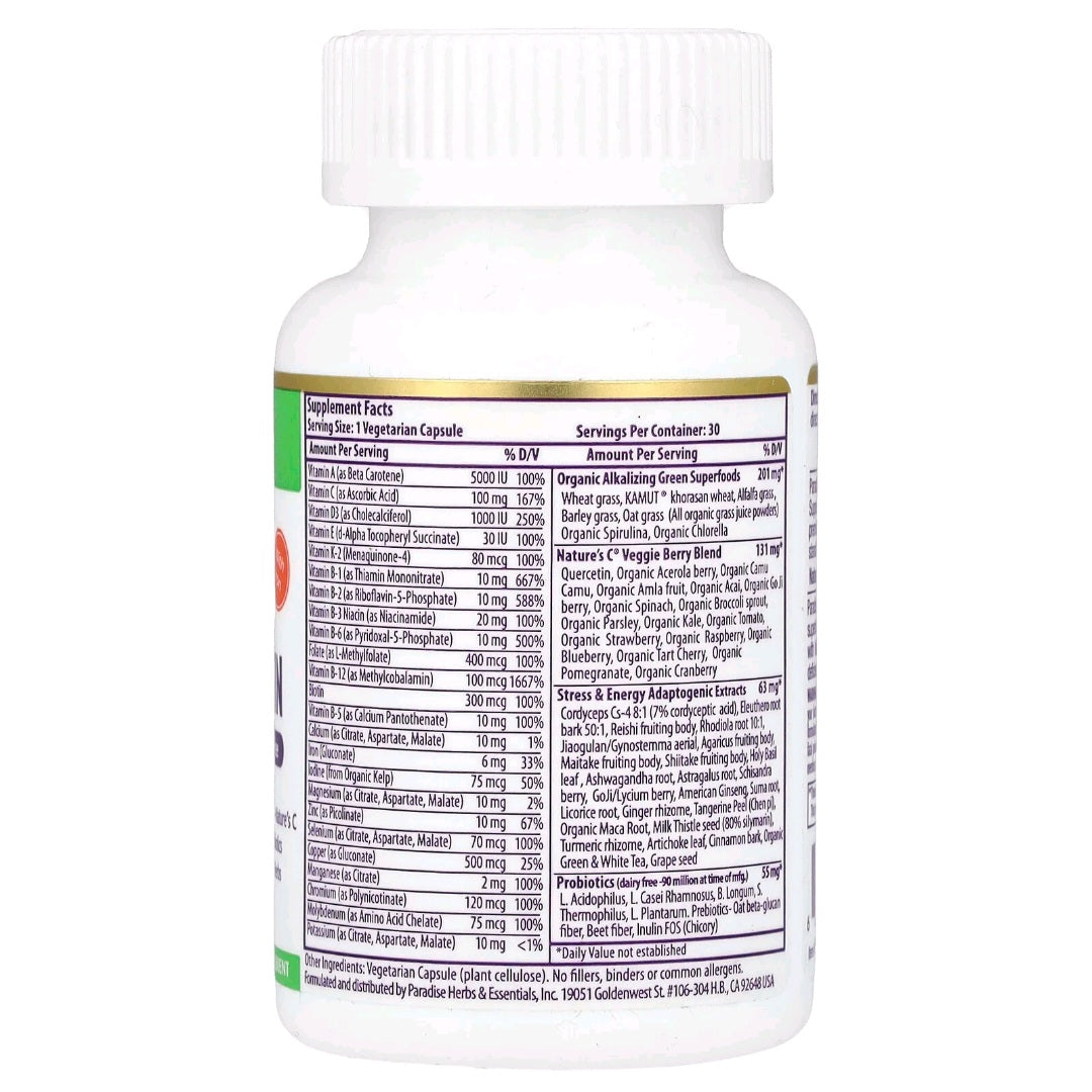 Paradise Herbs, One Daily Superfood MultiVitamin, 30 Capsules