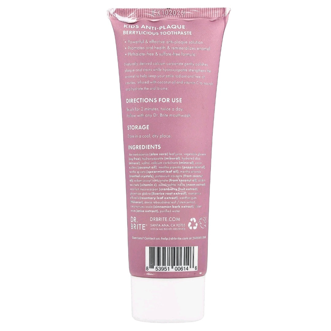 Dr. Brite, Kids Toothpaste with Hydroxyapatite, Berrylicious, 114 g
