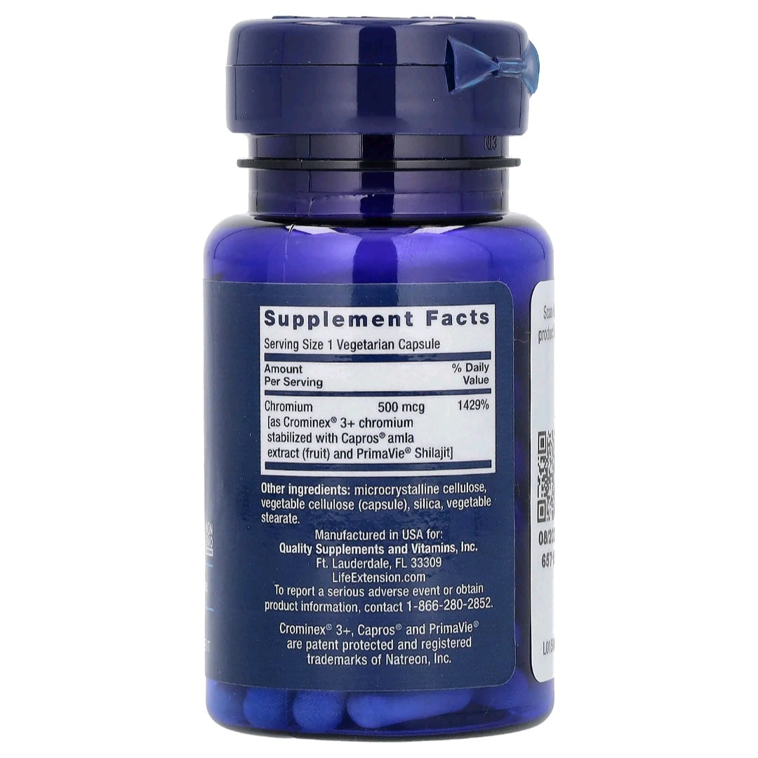 Life Extension, Optimized Chromium with Crominex 3+, 500 mcg, 60 Capsules