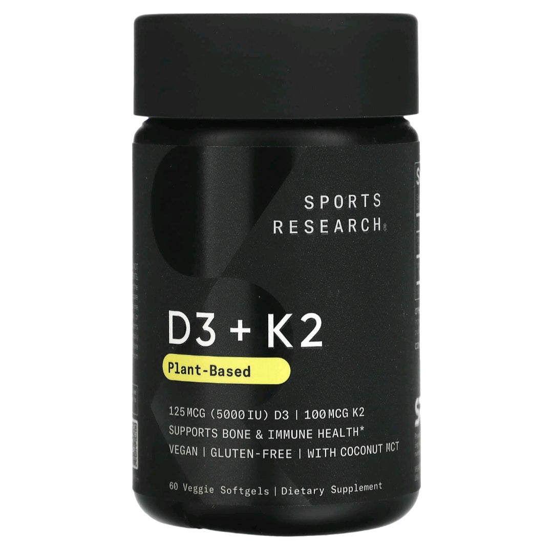 Sports Research, Vitamin D3 + K2, 5000 IU + 100 mcg, 2 months supply