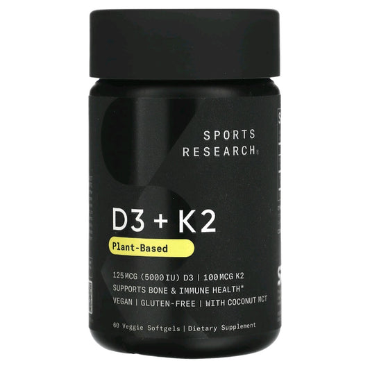 Sports Research, Vitamin D3 + K2, 5000 IU + 100 mcg, 2 months supply