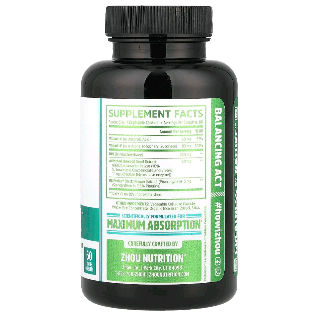 Zhou, Dim Active, with Activated Broccoli Extract, 60 Capsules