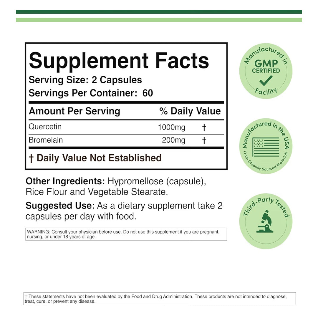 Double Wood, Quercetin with Bromelain, 1200 mg, 120 caps