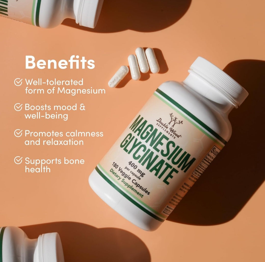 Double Wood, Magnesium Glycinate 400 mg, 6 months supply