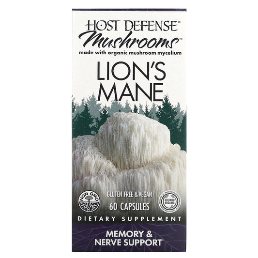 Host Defense, Mushrooms, Lion's Mane, 1 g, 60 Capsules