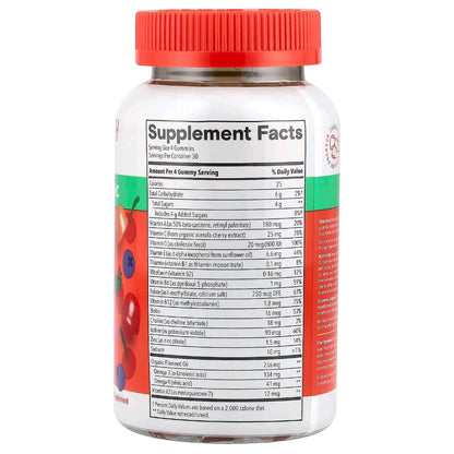 Smarty Pants, Kids Organic Multivitamins & Omegas Gummies, Mixed Berry & Cherry, 120 Gummies