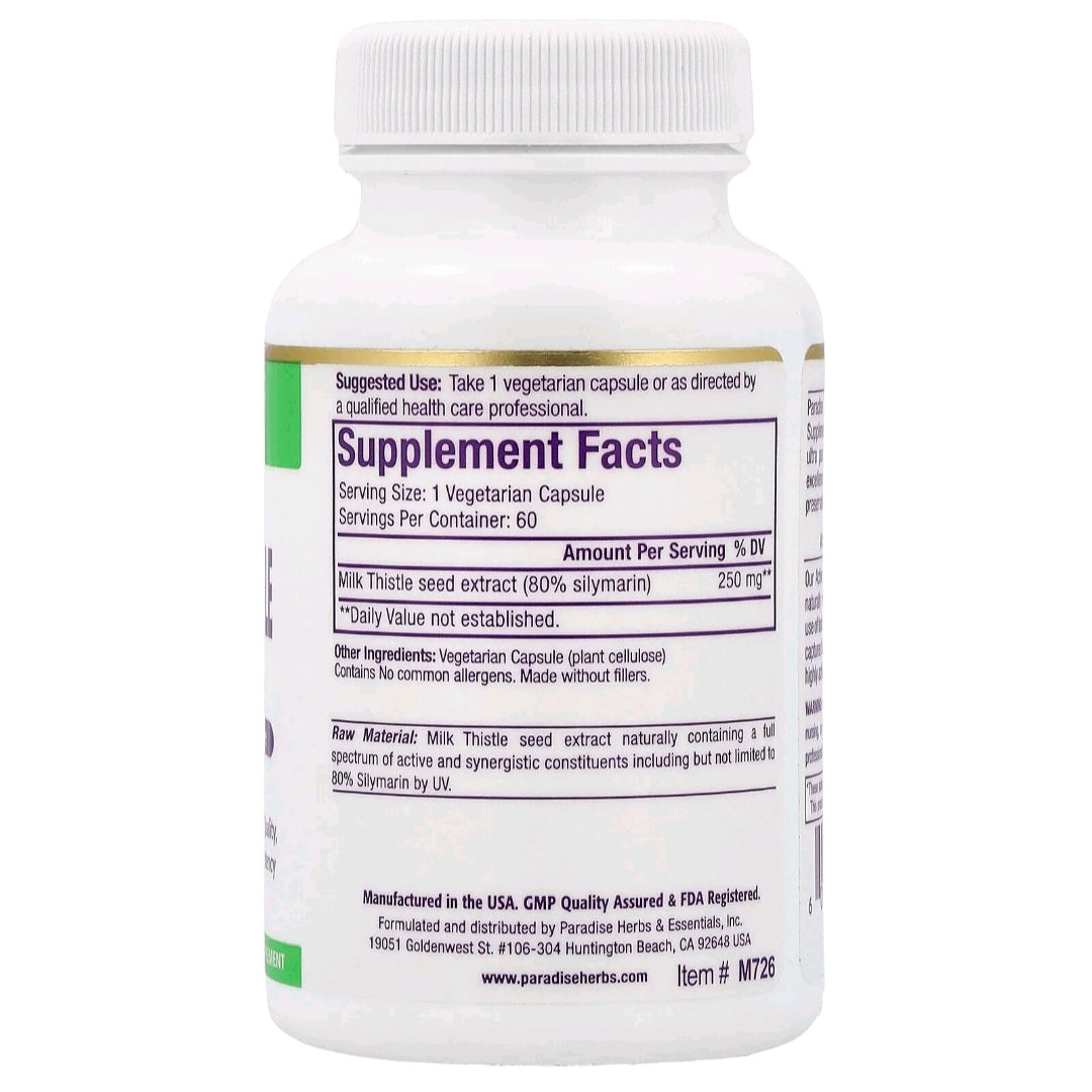 Paradise Herbs, Milk Thistle Extract, 250 mg, 60 Capsules