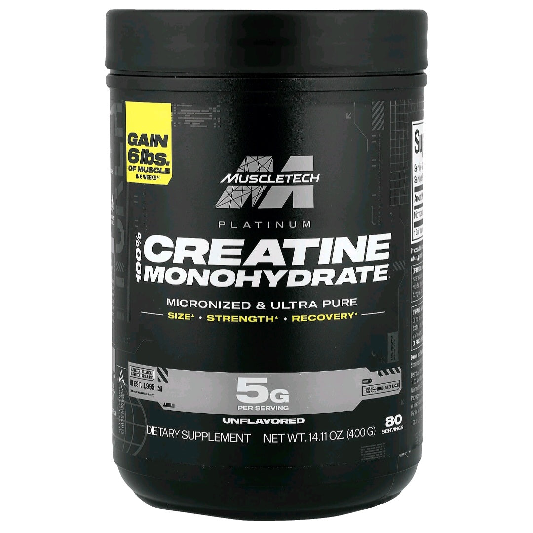 MuscleTech, Platinum 100%, Creatine Monohydrate, Unflavored, 400g ...