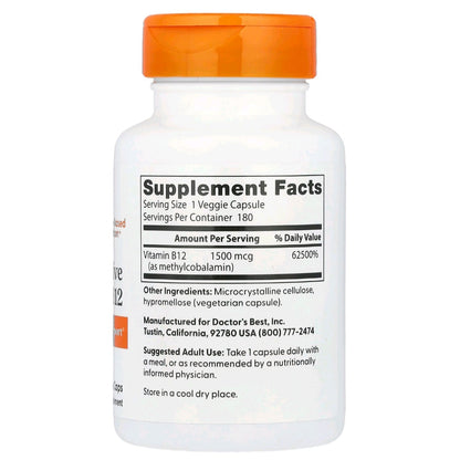 Doctor's Best, Fully Active B12, 1500 mcg, 180 Caps