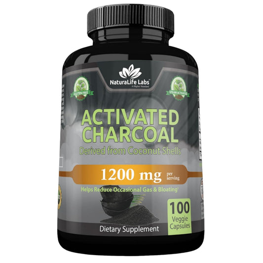 NaturaLife Labs, Activated Charcoal, 600 mg per Capsule, 100 Capsules