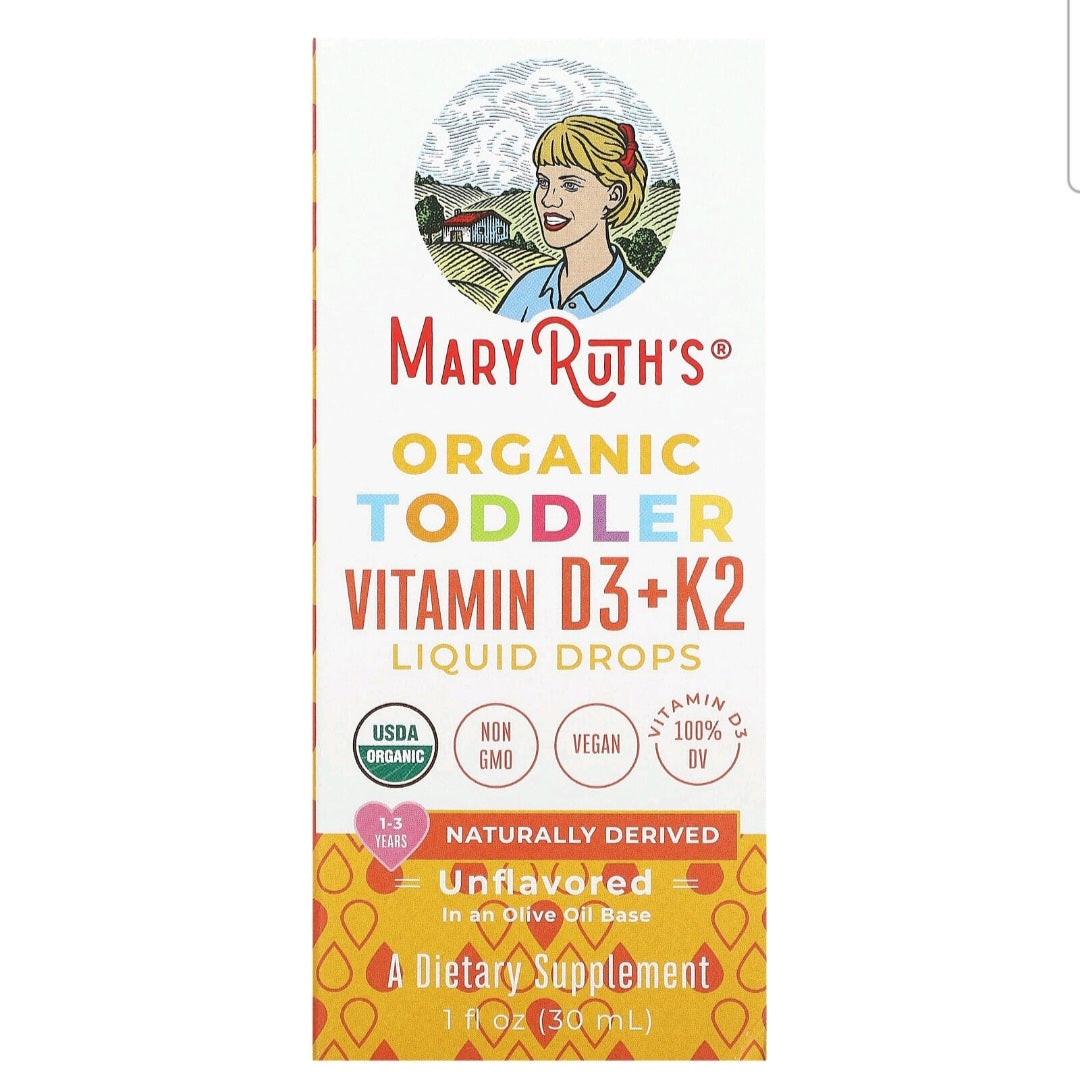 Mary Ruth's, Vitamin D3 + K2 Drops, 600 IU, 30 servings