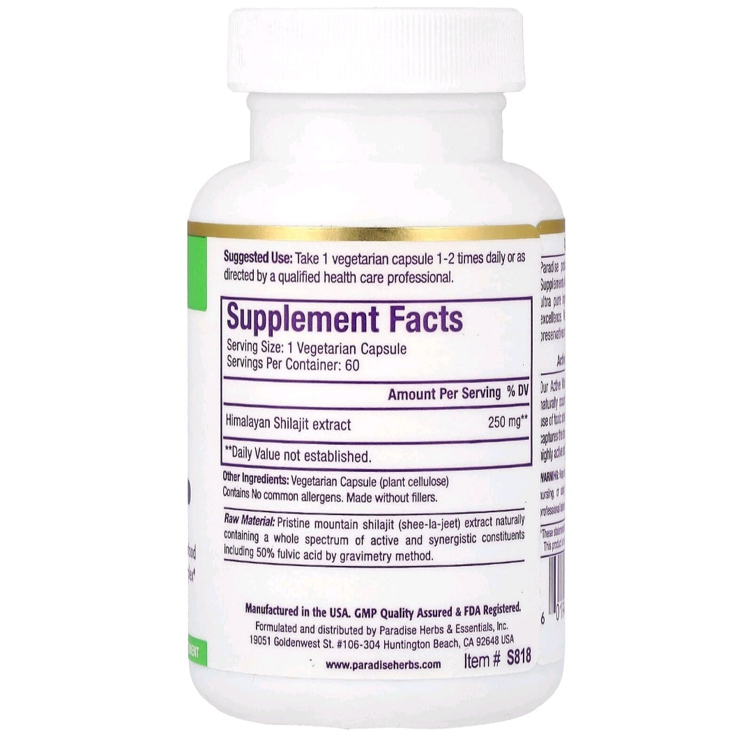 Paradise Herbs, Shilajit Extract, 250 mg, 60 Capsules