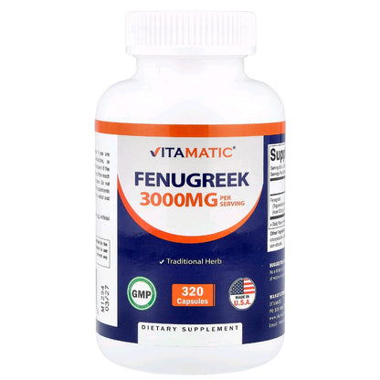 Vitamatic, Fenugreek 320 Capsules (1,500 mg per capsule)