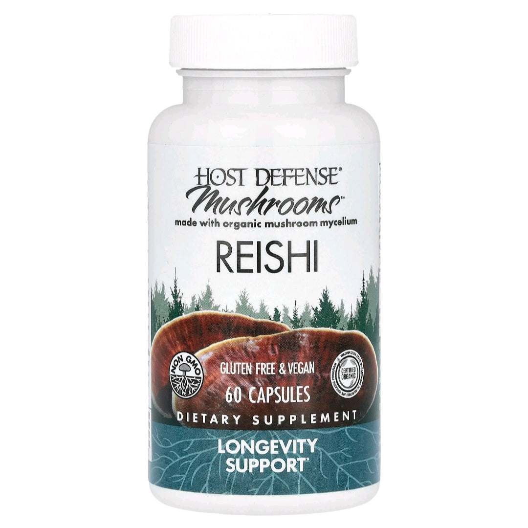 Host Defense, Mushrooms, Reishi, 0.5 g, 60 Capsules
