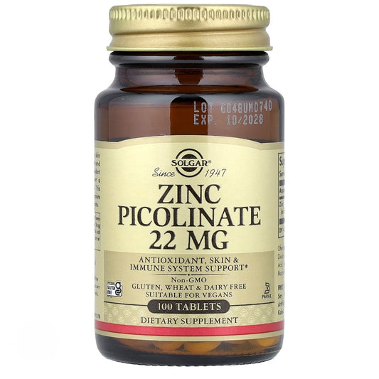 Solgar, Zinc Picolinate, 22 mg, 100 Tablets