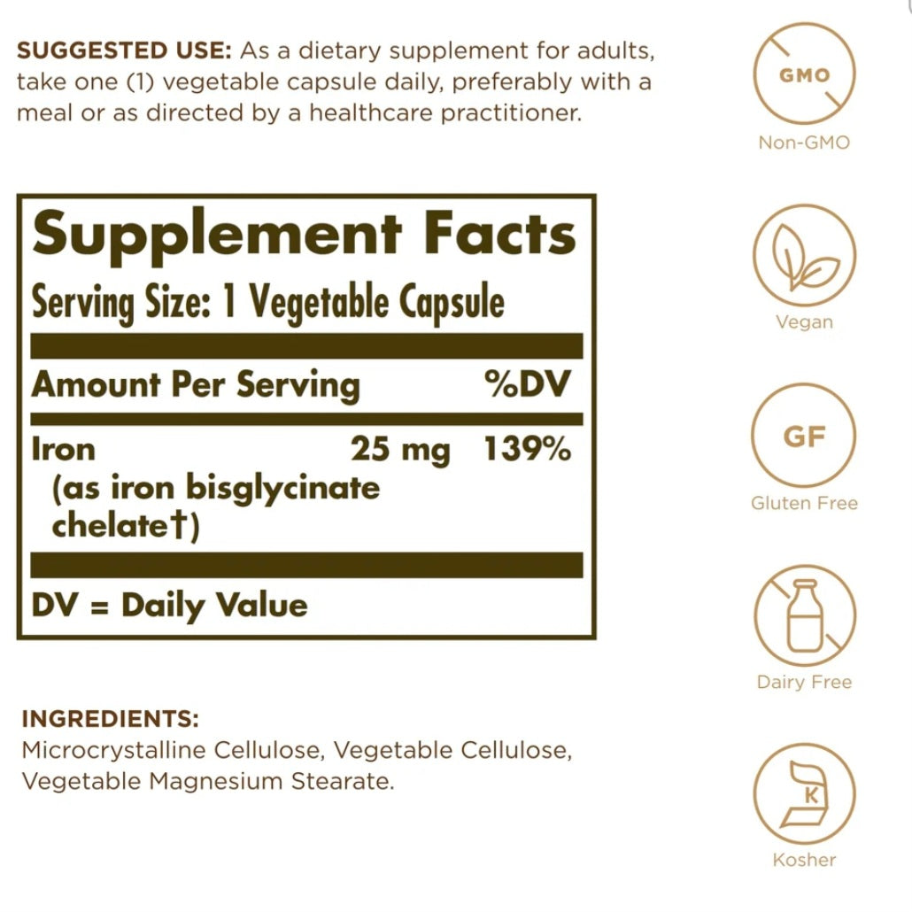 Solgar, Gentle Iron, 25 mg, 90 Caps