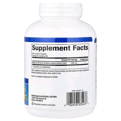 Natural Factors, WellbetX Berberine, 1000 mg, 120 Capsules