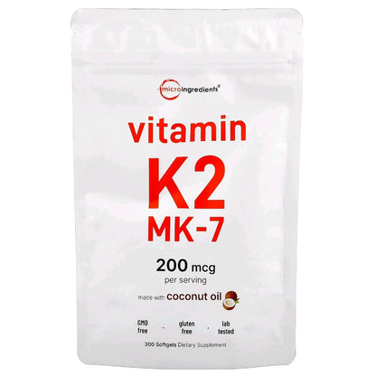 Micro Ingredients, Vitamin K2, MK-7, 200 mcg, 300 Softgels