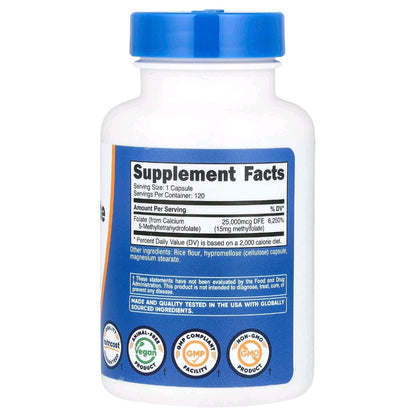 Nutricost, L- Methyl folate 15 mg, 120 Capsules