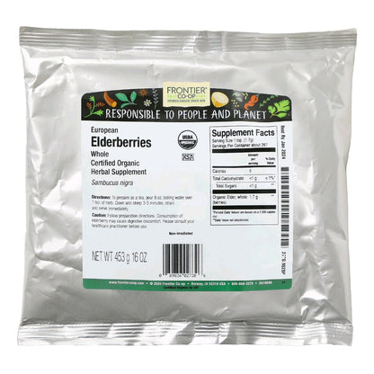 Frontier, Organic Whole European Elderberries, 453 g