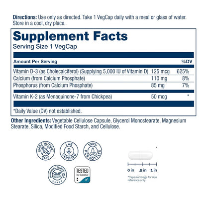 Solaray, Vitamin D3 + K2, 5000 IU