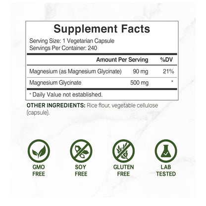 Deal Supplement, Magnesium Glycinate, 500 mg, 8 months supply