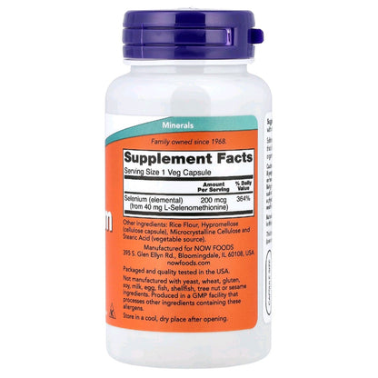 NOW Foods, Selenium, 200 mcg, 90 Capsules
