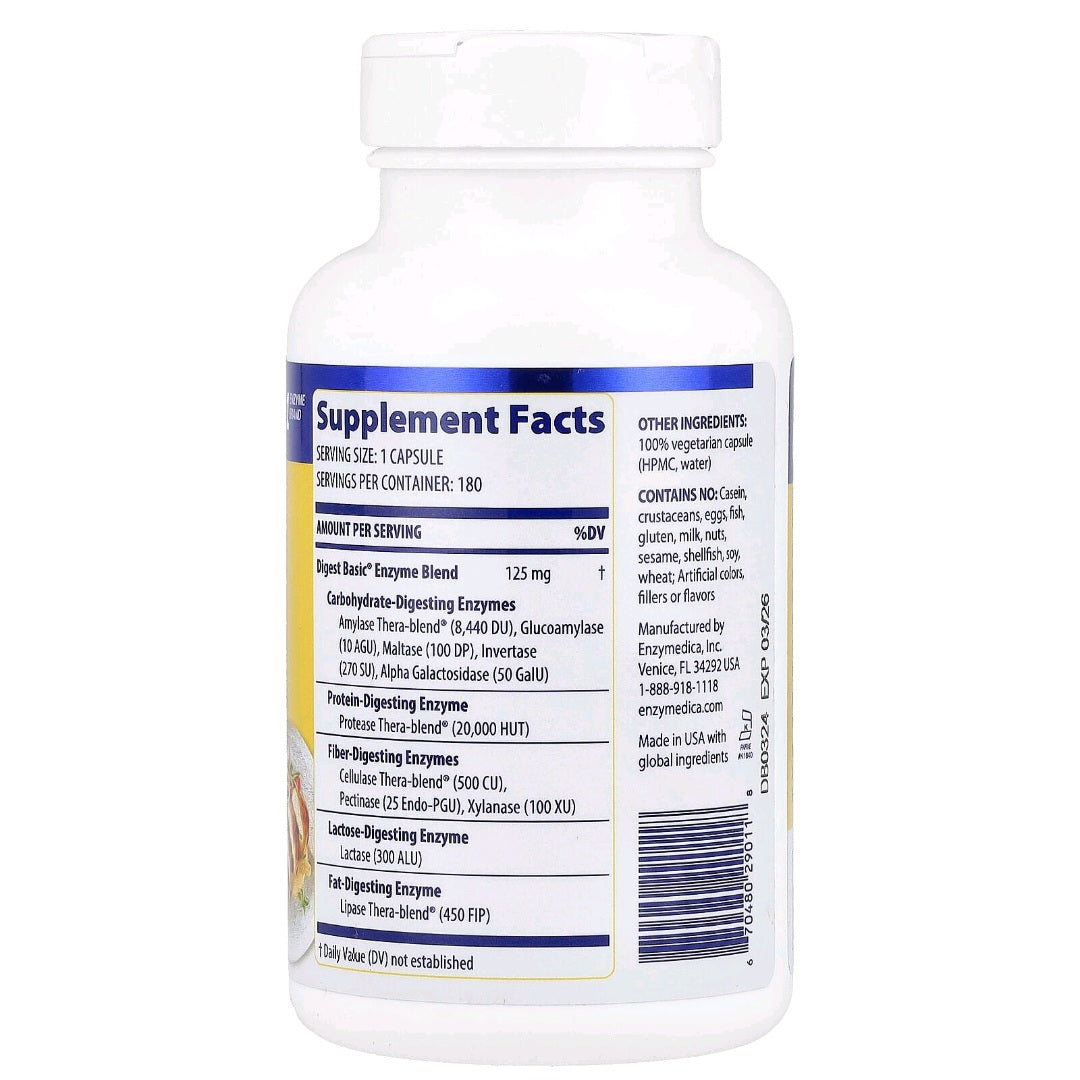 Enzymedica, Digest Basic, 180 Capsules