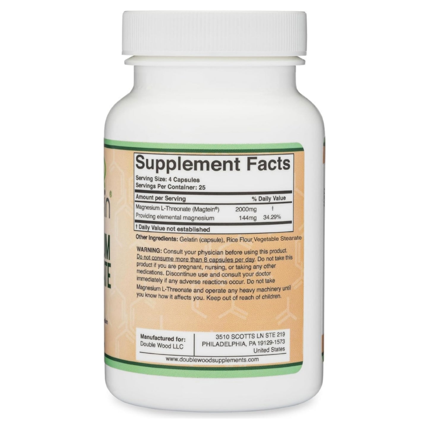 Double Wood, Magnesium L-Threonate, 2000 mg, 100 capsules