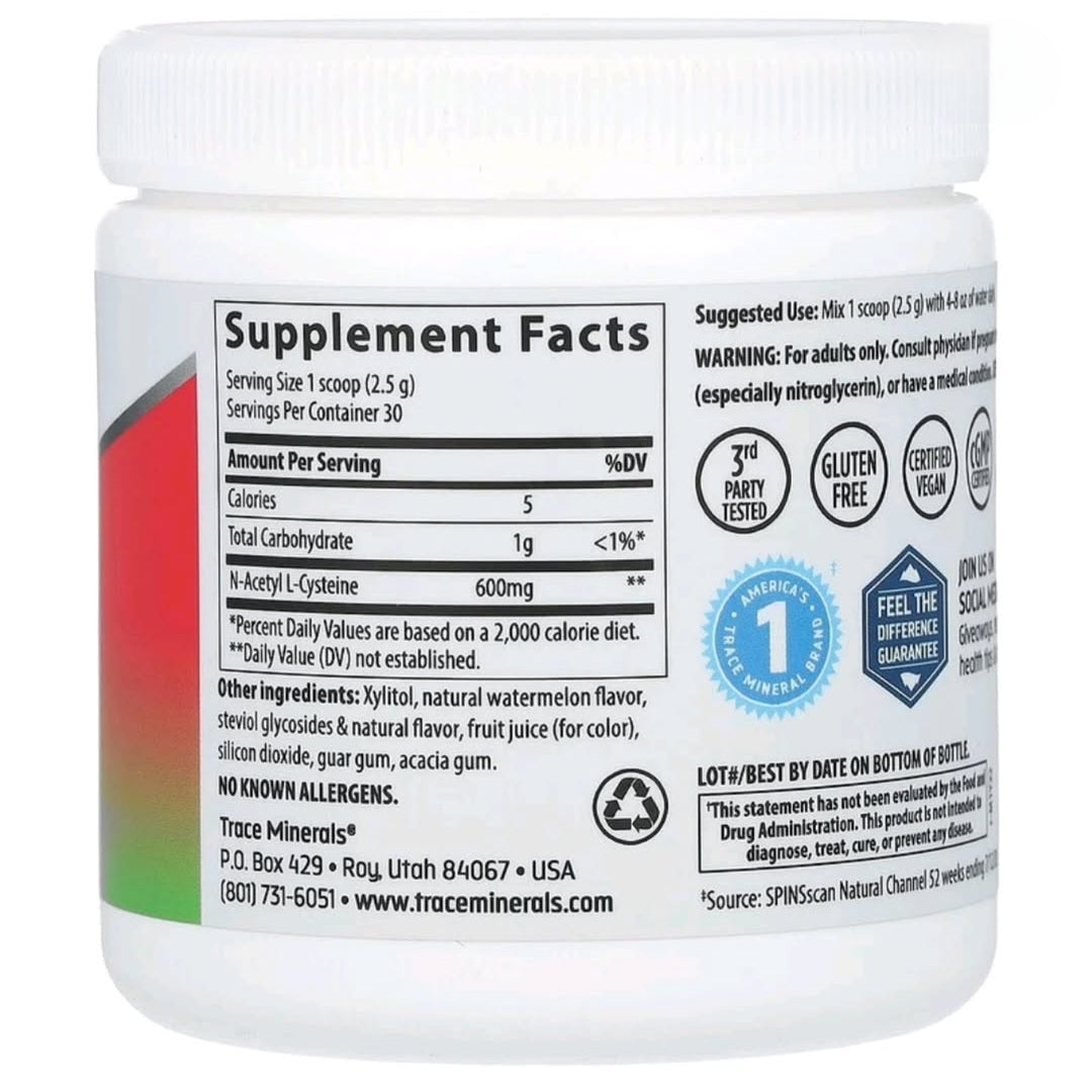 Trace Minerals, NAC Powder, Watermelon, 600 mg