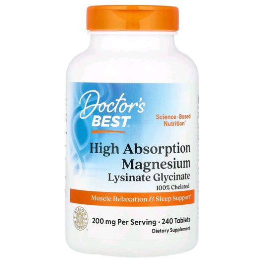 Doctor's Best, High Absorption Magnesium Glycinate, 200 mg, 240 Tablets