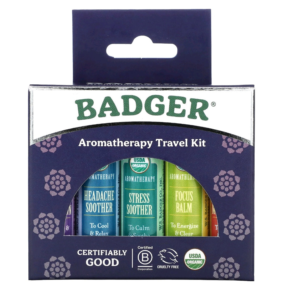 Badger, Aromatherapy Travel Kit, 5 Pack, 4.3 g each