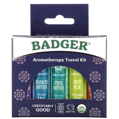 Badger, Aromatherapy Travel Kit, 5 Pack, 4.3 g each