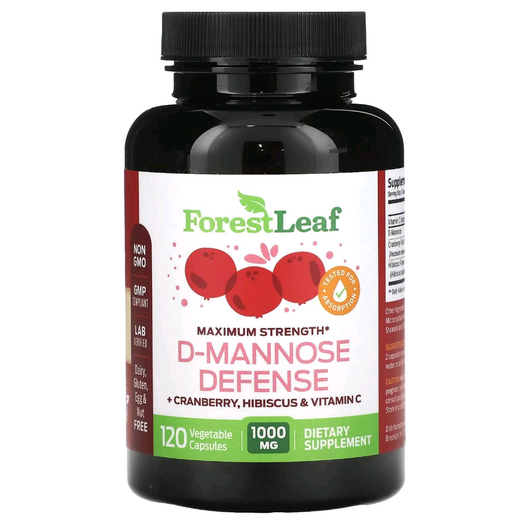 Forest Leaf, D-mannose Defense, Maximum Strength, 1000 mg, 120 Capsules