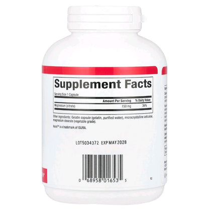 Natural Factors, Magnesium Citrate, 150 mg, 180 Capsules