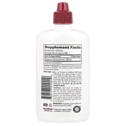 NutriBiotic, GSE, Grapefuit Seed Extract, Liquid Concentrate, 118 ml