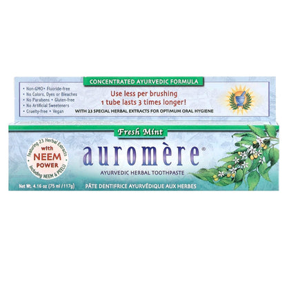 Auromere, Ayurvedic Herbal Toothpaste, Fresh Mint, 117 g
