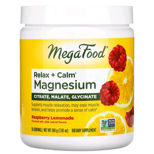 MegaFood, Relax + Calm Magnesium, Raspberry Lemonade, 200 g