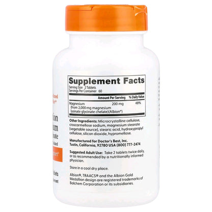 Doctor's Best, Magnesium Glycinate, 200 mg, 120 Tablets