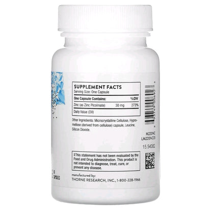 Thorne, Zinc Picolinate, 30 mg, 60 Capsules