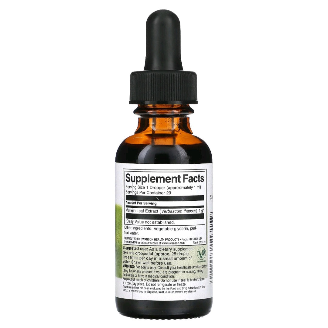 Swanson, Mullein Leaf Liquid Extract, Alcohol & Sugar Free, 29.6 ml