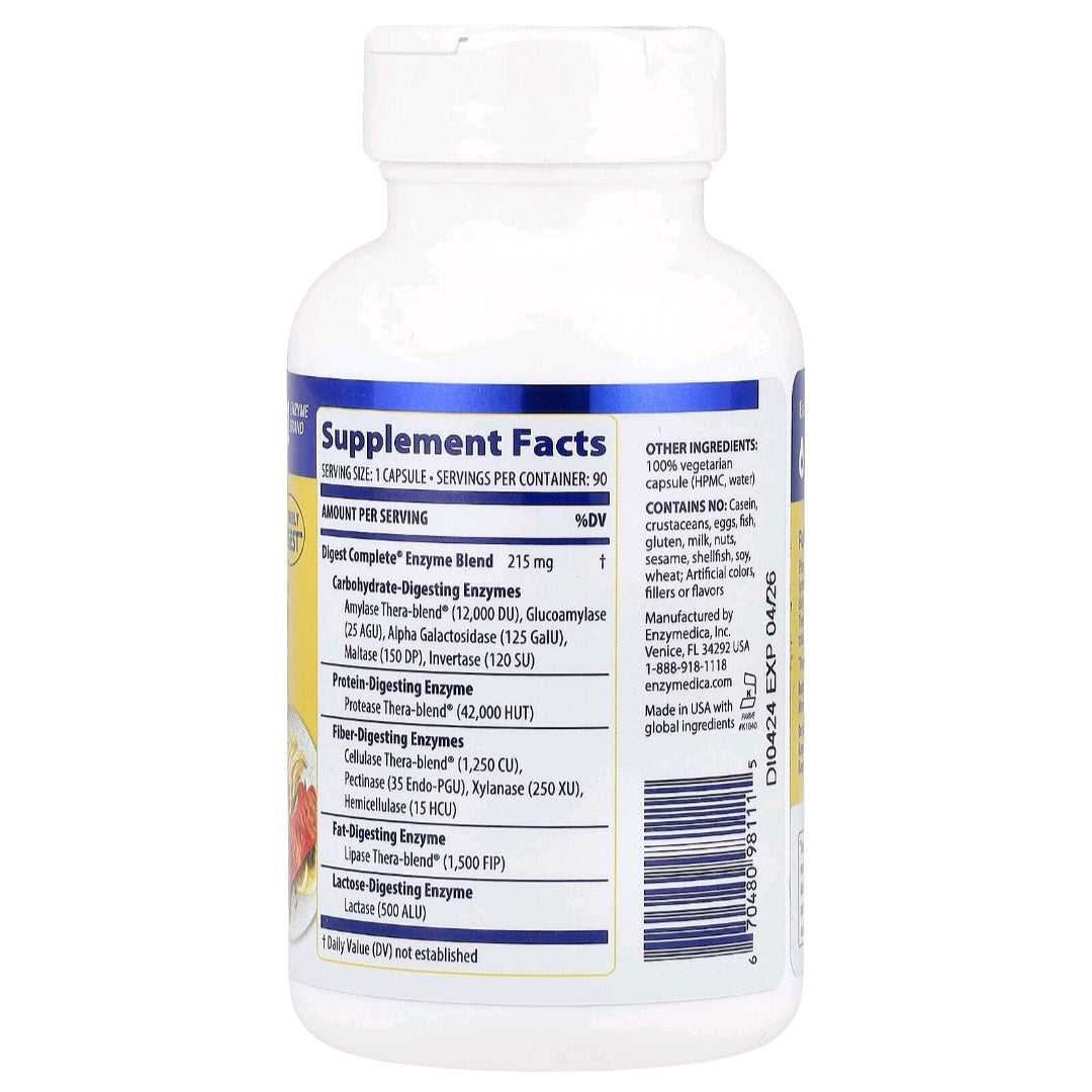 Enzymedica, Digestive Enzymes, Digest Complete, 90 Capsules