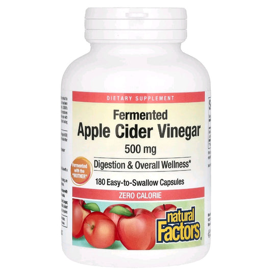 Natural Factors, Fermented Apple Cider Vinegar, 500 mg, 180 Capsules