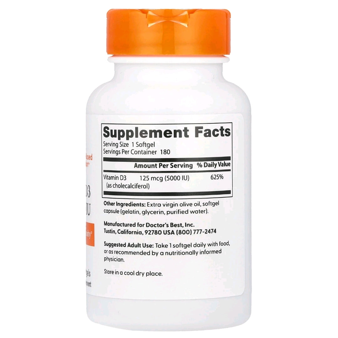 Doctor's Best, Vitamin D3, 5000 IU, 6 months supply