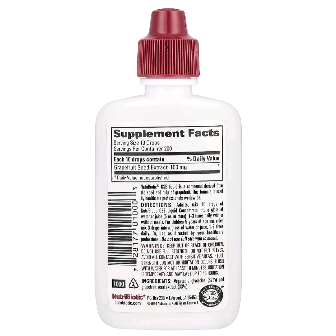 NutriBiotic, Vegan GSE Grapefuit Seed Extract, Liquid Concentrate, 59 ml