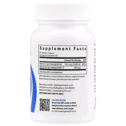 Seeking Health, D3 + K2, 5000 IU, 60 Capsules